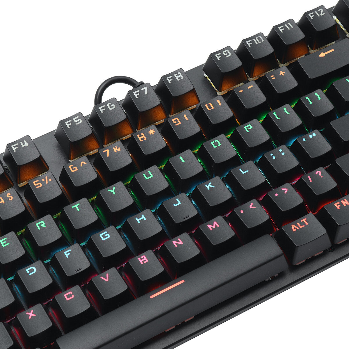 Wired Mechanical Keyboard 87 Keys Hot Swappable Blue Switch Suspended Keycaps RGB Backlit Gaming Keyboard with Supplement Blue Switches Keycap Puller