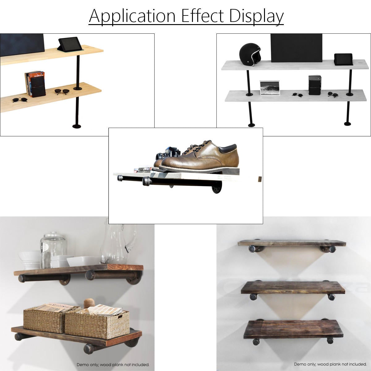 Industrial Iron Pipe Shelf Bracket Rustic Wall Mount DIY Shelving Furniture 3 Sizes