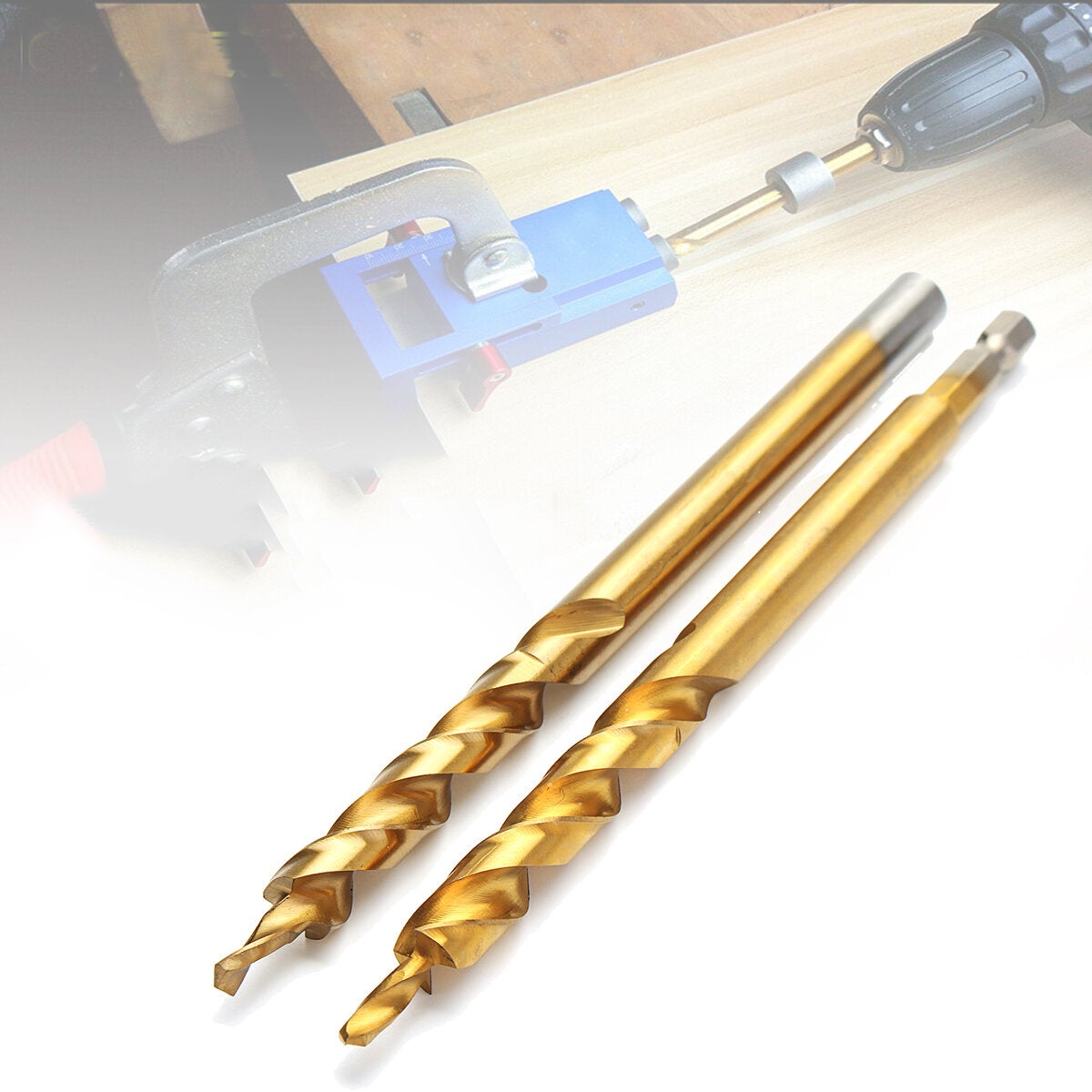 9.5mm Twist Step Drill Bit 3/8" Round/Hex Shank Drill for Pocket Hole Jig