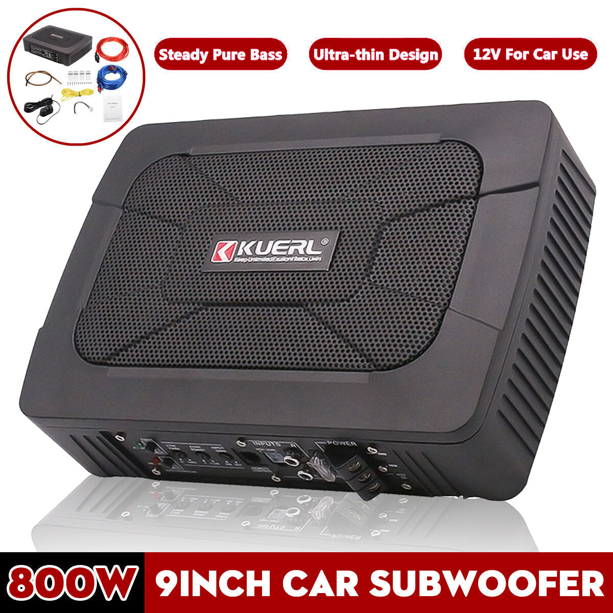 Car Under Seat Active Amplifier Subwoofer Bass Hi-Fi 6*9 inch 800W Slim Car Subwoofer Speaker