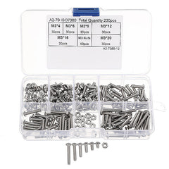 M3SH3 M3 Stainless Steel Hex Socket Button Head Cap Screws Bolts Nuts Assortment 230pcs