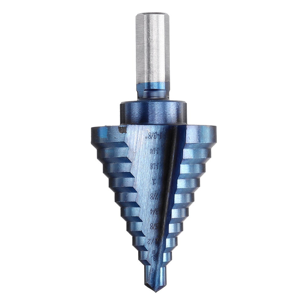 5pcs HSS Blue Nano Coating Step Drill Bit Set Multiple Hole 1/8 to 1-3/8 Inch 50 Sizes with Aluminum Case or Opp Bag