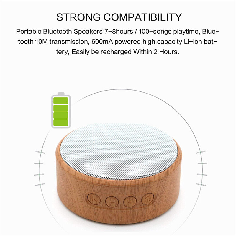 Wooden Wireless Bluetooth Speaker Stereo Bass Subwoofer TF Card AUX-In Portable Mini Soundbar with Mic