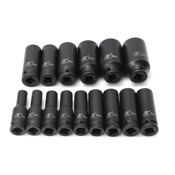 15pcs 1/2 Inch Drive Deep Impact Metric Socket Set 10-32mm Air Garage Socket Wrench Tool