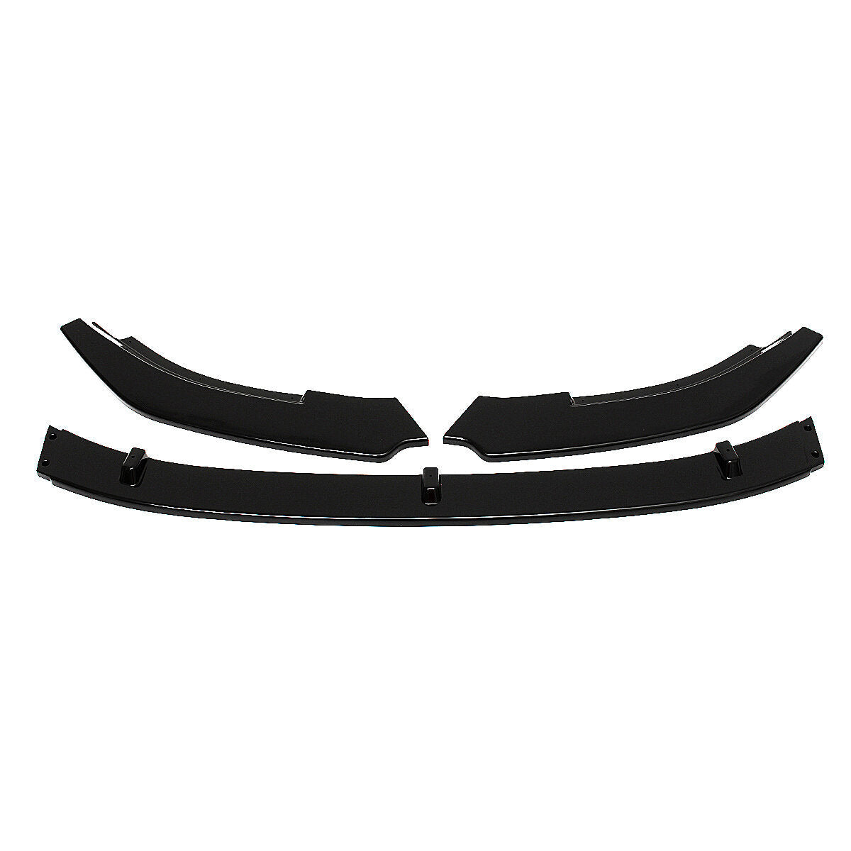 3PCS Glossy Black Front Bumper Lip Spoiler Splitter Cover Trim Body Kit