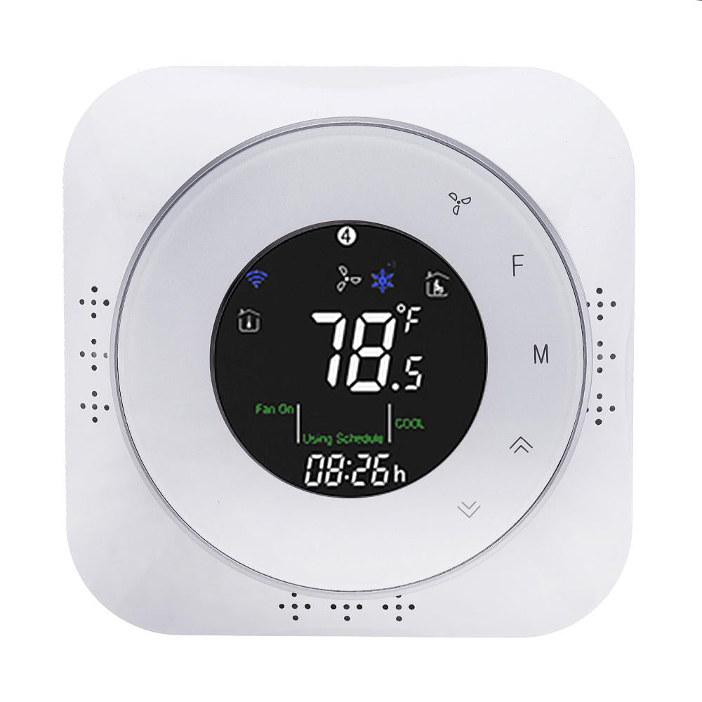 WiFi Black/White 24V WiFi Smart Heat Pump Thermostat Temperature Controller Smart Life/Tuya APP Remote Control Works with Alexa Google Home