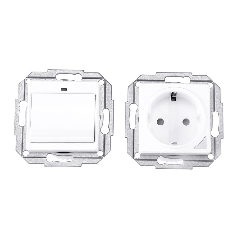 WiFi Smart Light Wall Switch Socket Outlet + 1 Gang Push Button Switch DE EU Tuya Wireless Remote Control Work with Alexa Google Home