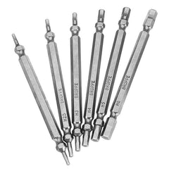 6pcs Double Hex Head Magnetic Screwdriver Bits H2-H6 100mm Long 1/4 Inch Hex Shank