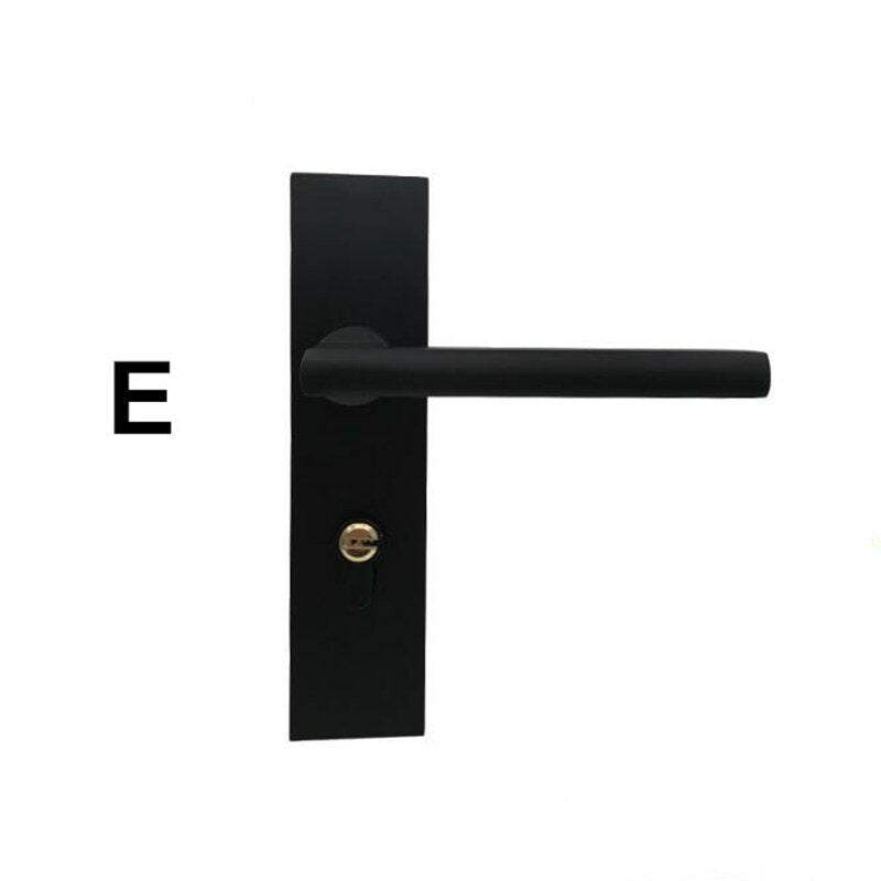 Matte Black Aluminum Door Lock Mechanical Interior Handle Cylinder Lever Latch Home Security Mute Locker With Keys