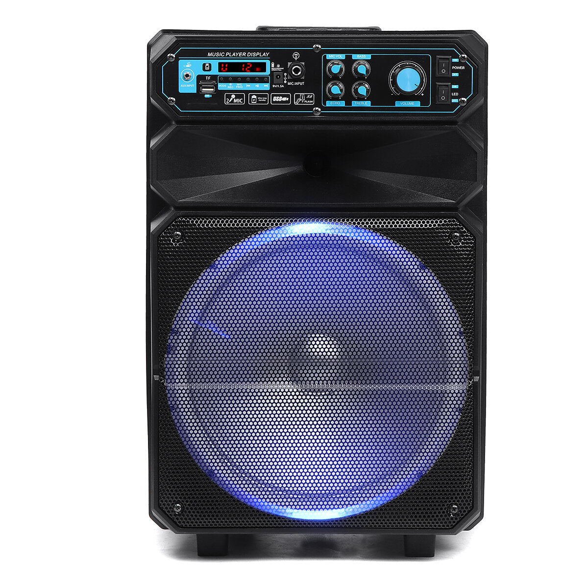 High Power Bluetooth Sound Square Loud Speaker 12 inch 50W Outdoor Singing Subwoofer with HD Mic