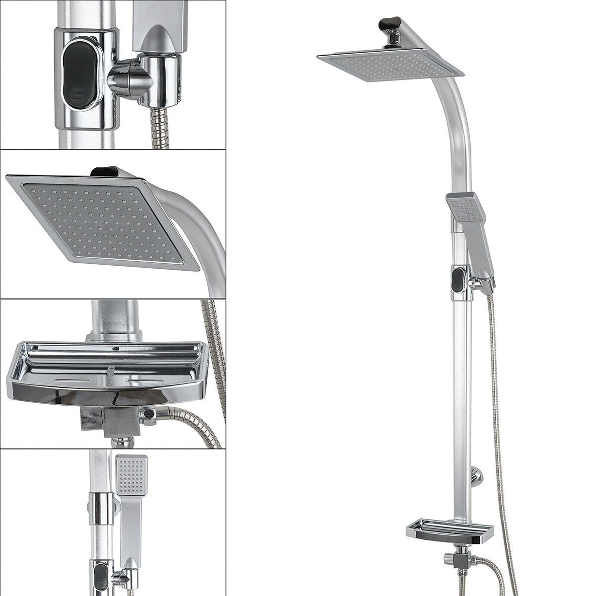 Shower Faucet System Rain Set With Hand Soap Holder Chrome