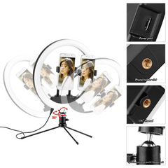 12-in RGB LED Ring Light Dimmable Selfie Circle Lamp Fill-in 10 Brightness Levels for Makeup Photography
