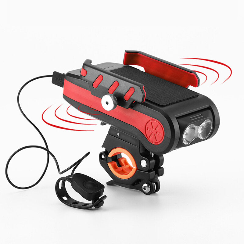 4-in-1 4000mAh 550LM Bike Light USB Rechargeable Power Bank Waterproof Phone Holder Headlight With Bike Horn