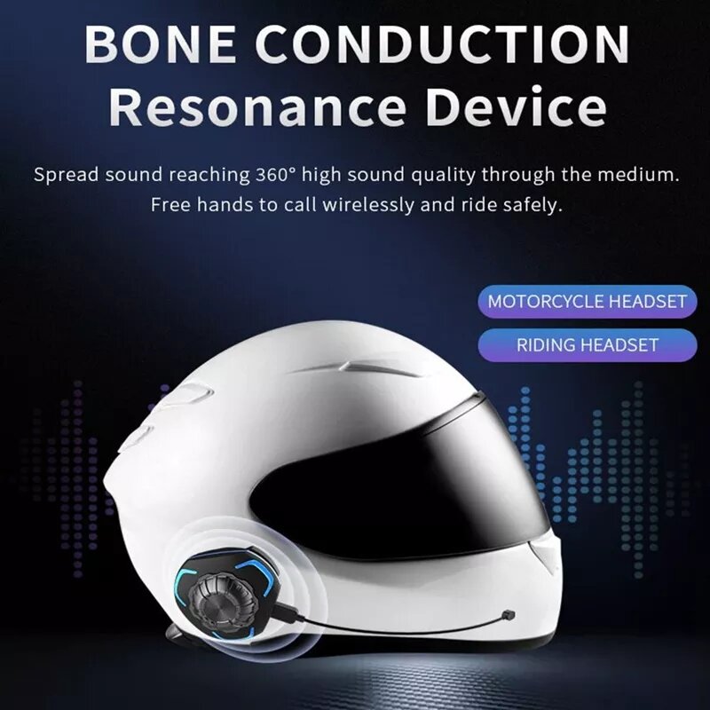 Bluetooth 5.0 Motorcycle Helmet Headphone Bone Conduction Headset Intercom Wireless Speaker Waterproof Stereo Handsfree Earphone