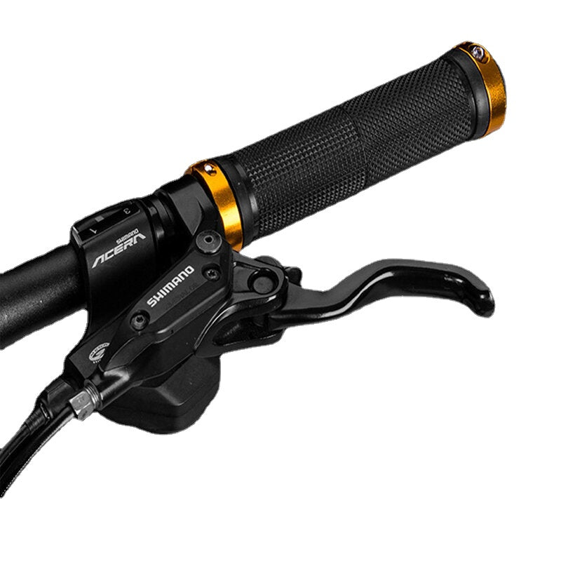 1Pair TPR Rubber Anti-Slip Bicycle Handlebars Bilateral Lockout Aluminum Alloy Latch