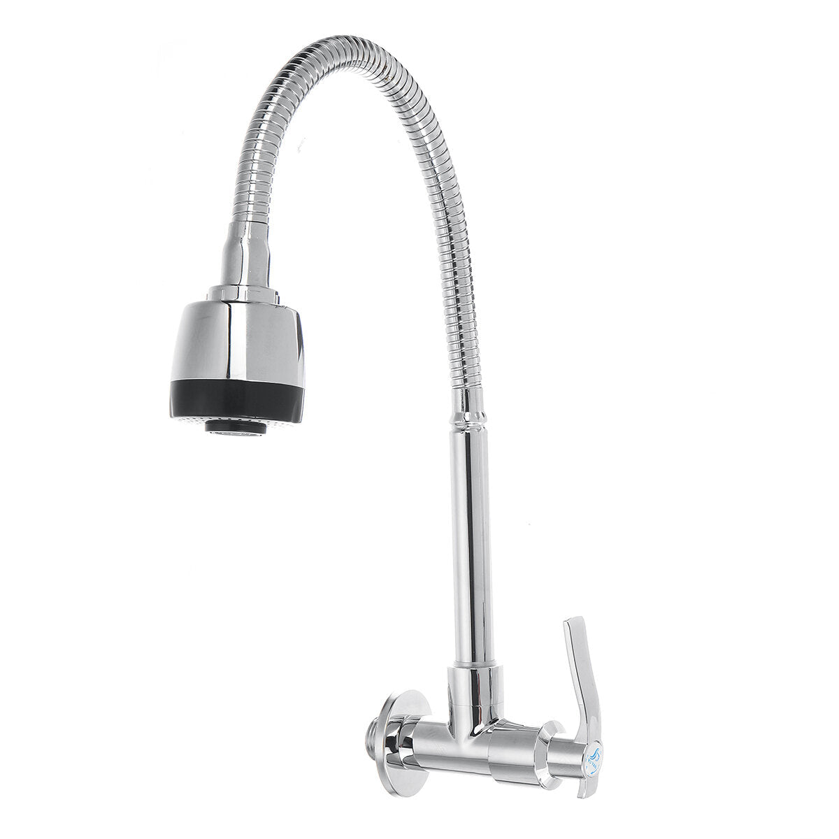 360 Rotation Brass Kitchen Sink Faucet Single Cold Tap Wall Mount