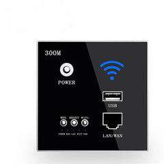 220V 300Mbps Wireless WiFi Socket RJ45 Embedded Wall WIFI Route AP Relay Smart USB Socket Crystal Glass Panel