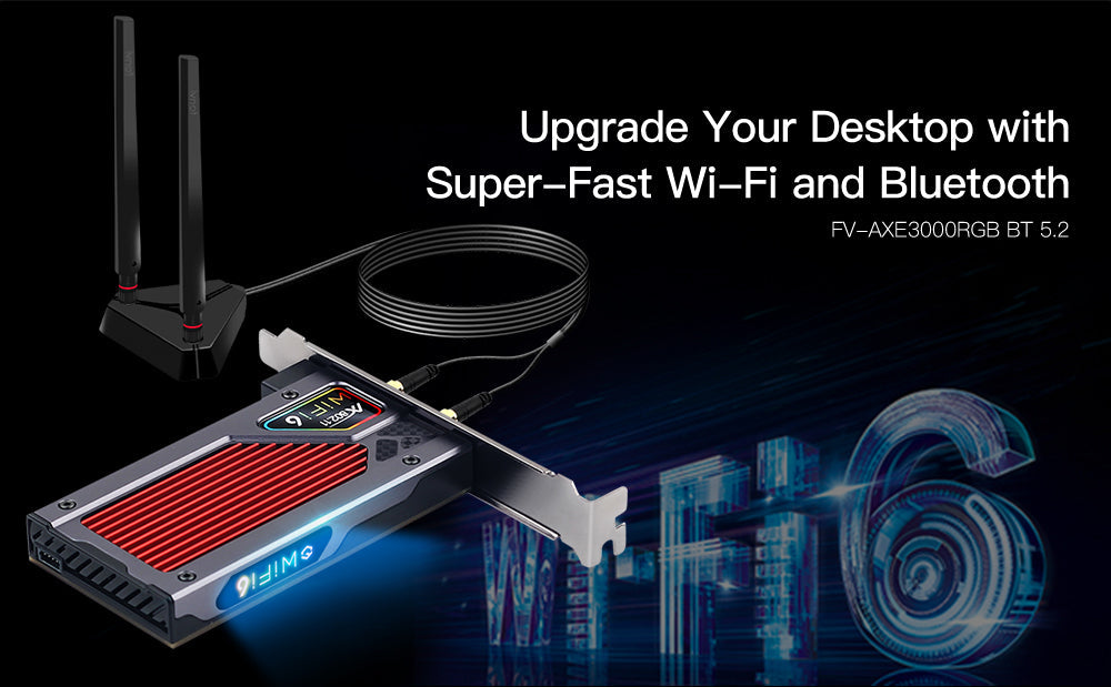 Wifi 6E AX210 RGB Bluetooth 5.2 Wireless Gaming Network Card PC 5374Mbps 3 Band 2.4G/5GHz/6G Wifi Receiver