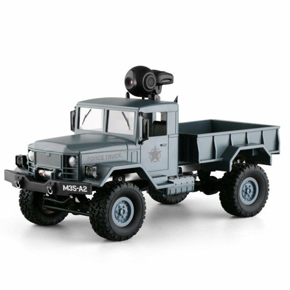 2.4G 4WD Rc Car 720P 0.3MP WIFI FPV Brushed Off-road Military Truck W/ LED Light