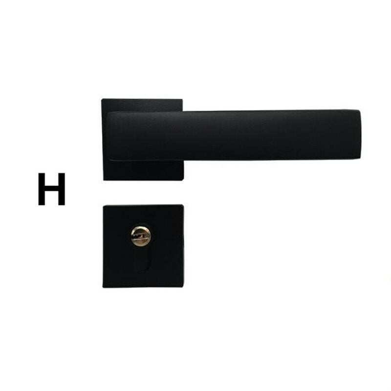 Matte Black Aluminum Door Lock Mechanical Interior Handle Cylinder Lever Latch Home Security Mute Locker With Keys