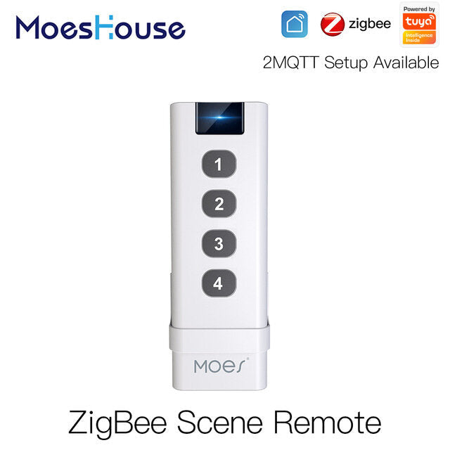 Smart Home Wireless Scene Switch 4 Gang Remote Portable Tuya ZB Hub Required No Limit to Control Devices
