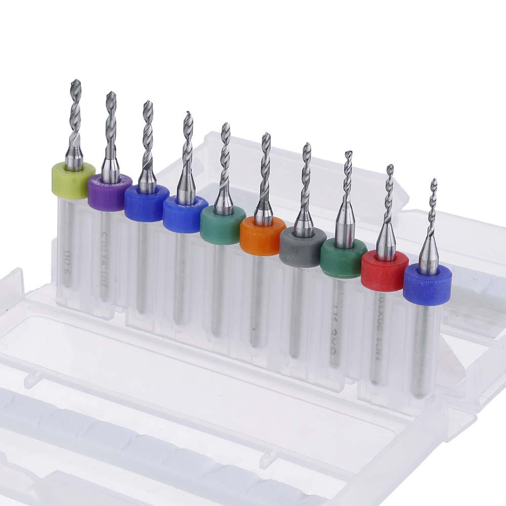 10pcs 1.1-2.0mm PCB Drill Bit Set Carbide Engraving Milling Cutter for CNC Circuit Board