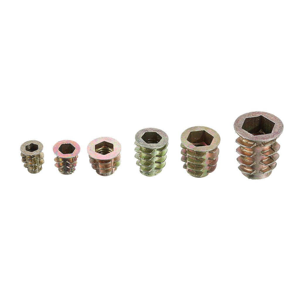 80Pcs M4/M5/M6/M8/M10 Zinc Alloy Wood Furniture Hex Socket Drive Head Threaded Insert Nut Internal and External Nut