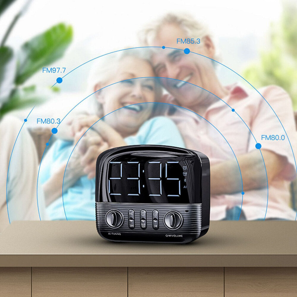 Wireless Bluetooth Speaker Mini Audio Alarm Clock FM Radio Retro Home Subwoofer for Outdoor Mobile Phone Computer Car