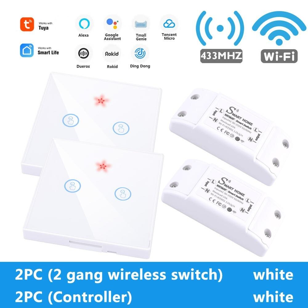 WiFi Light Switch 220V RF 433MHz With Breakers Remote Control Delay Module DIY Timer Switch Works With Alexa Google Home