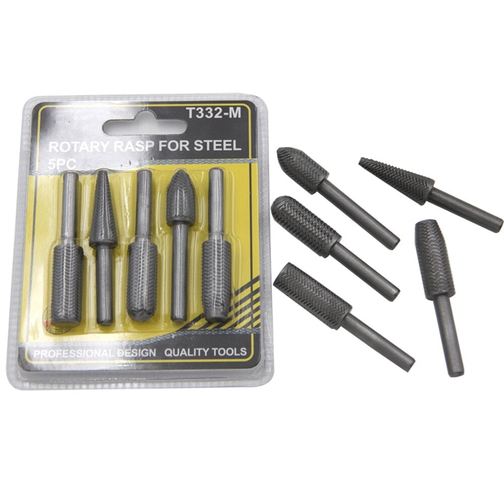 5pcs 6mm Shank Rotary Rasp Carbide Burr Rotary Cutter File wood working Metal Trimming Set Metal Polishing Repair Tool