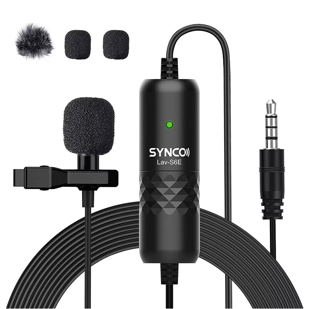 Lavalier Microphone Omnidirectional Condenser 6M Long Cable Lapel Mic for Smartphone Camera Tablet Recording
