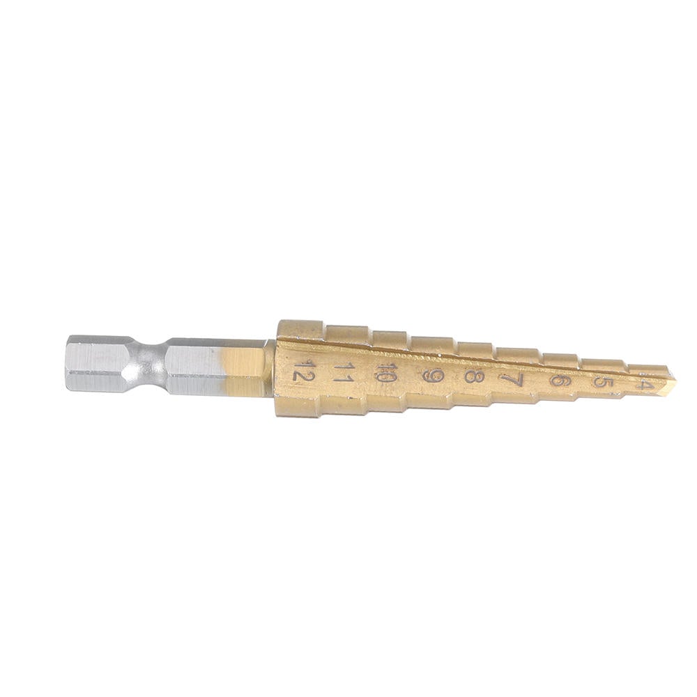 4-12mm Hex Shank HSS Titanium Coated Step Drill Bit Cone Hole Cutter