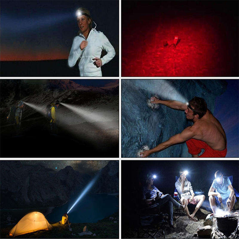 650LM XPG White Light+3030 Red Light Ultralight HeadLamp Outdoor Cycling Camping AAA Battery