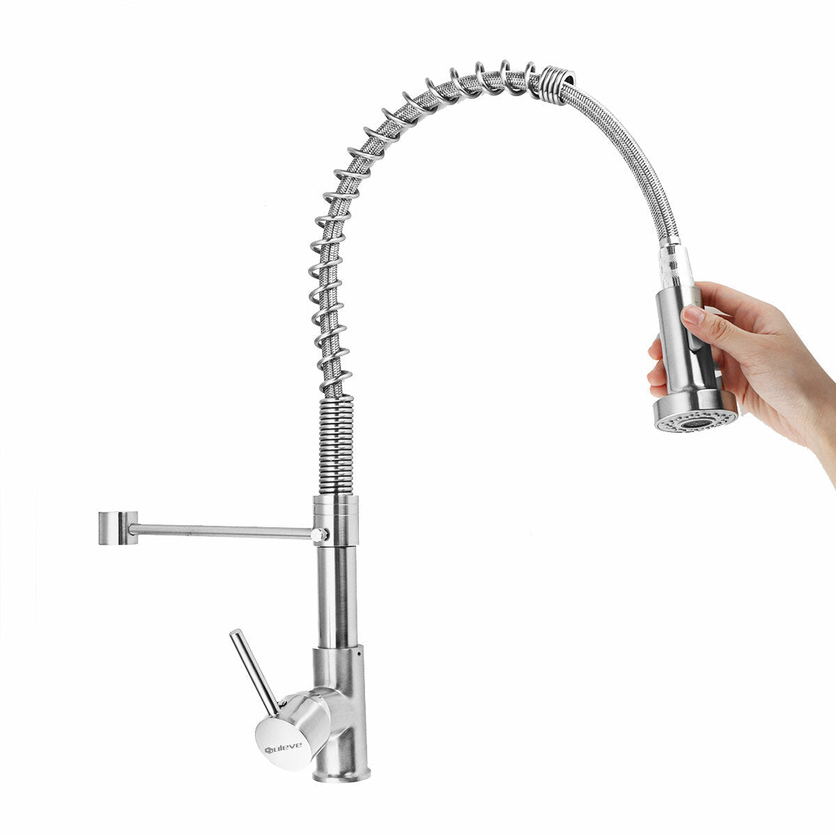 Pull Out Spring Spout Mixer Kitchen Faucet Single Lever Hot Cold Water Sink Tap Copper Alloy Crane
