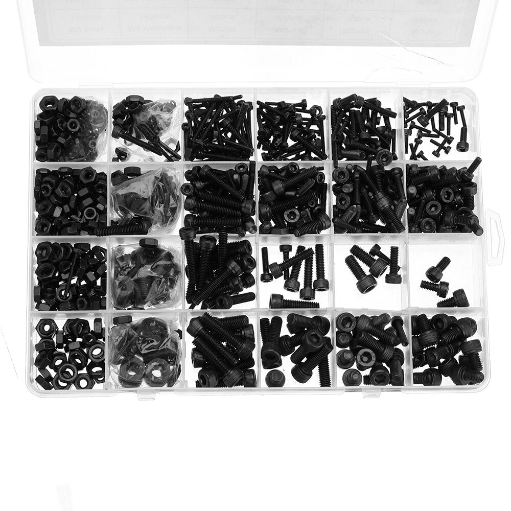 1220Pcs Alloy Steel 12.9 Grade Hex Socket Cap Head Screws Nut Washer Set Assortment Kit M2 M3 M4 M5