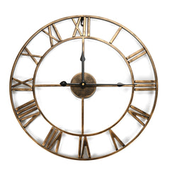Large Skeleton Clock Style Mirroed Wall Clock Shabby Vintage Chic Roman Numerals