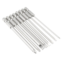 8Pcs 100mm S2 Alloy Steel SL2-SL6 Magnetic Flat Head and Cross Head Screwdriver Bits 1/4 Inch Hex Shank
