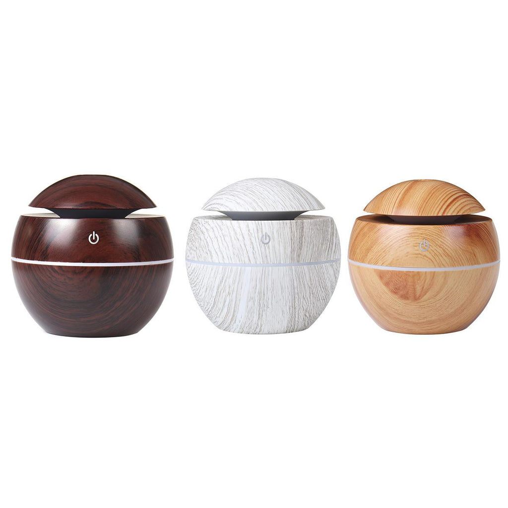 130ML Aroma Air Humidifier Wood Grain with LED Lights Essential Oil Diffuser Aromatherapy Electric Mist Maker for Home