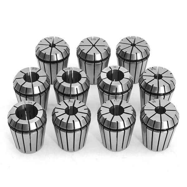 11pcs 1/8-3/4 Inch Collects Set With 1/2 Shank Chuck And Spanner For Milling Machine