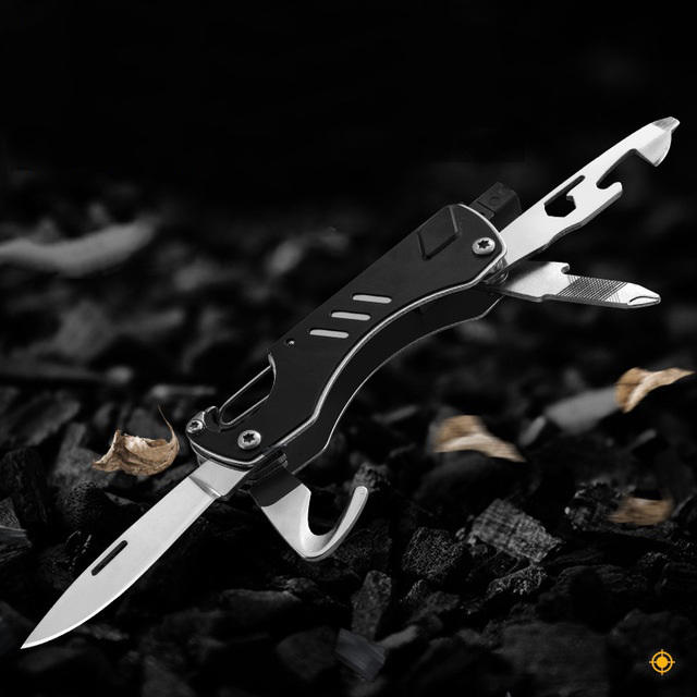 10 IN 1 55mm Steel Outdoor Survival Multifunctional Tools Screwdriver Bottle Opener Folding Knife