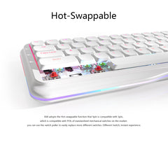 Mechanical Keyboard Gateron Pro Switch 68 Keys Triple Mode Wireless Bluetooth5.0 + 2.4Ghz + Type-C Wired Hot-swappable Low-Ball Cap for Win