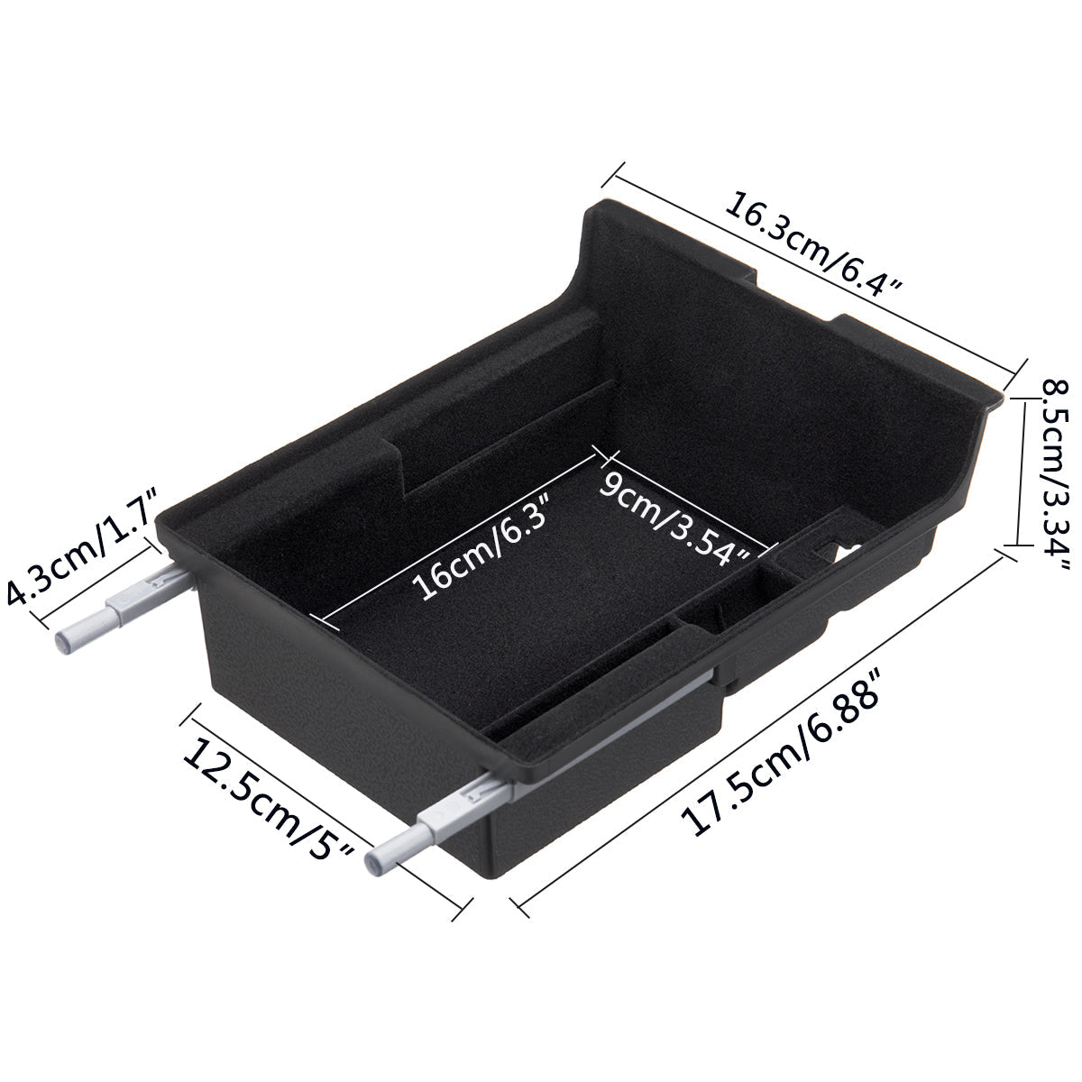 Flocked Center Console Armrest Storage Box Organizer Tray with Spring Pushing For Tesla Model 3/Y 2021