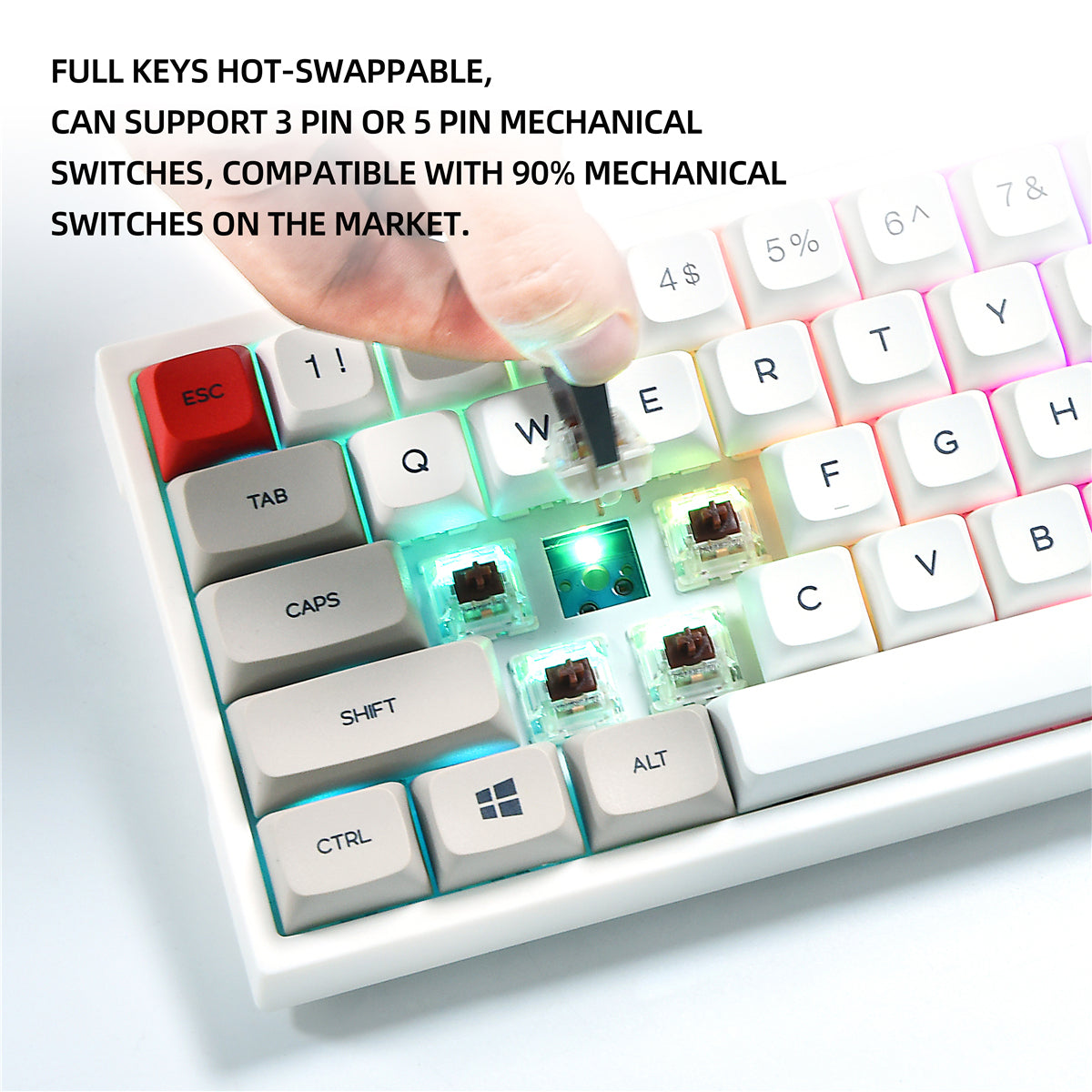 Mechanical Gaming Keyboard 68 Keys Triple Mode With Receiver Switch XDA Profile PBT Keycaps