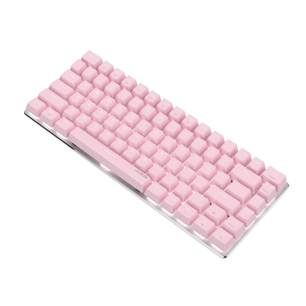 82 Keys Mechanical Keyboard Type-C Wired Mechanical Switch LED White Backlight Pink Gaming Keyboard