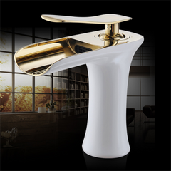 Bathroom Basin Waterfall Faucet Hot Cold Mixer Tap Single Hole Handle Sink Modern Vanity