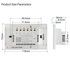 US WiFi+RF Smart Lights Wall Touch Switch APP Voice Remote Control Wireless Lamp Smart Home Switch,1/2 Way
