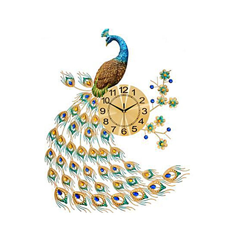 Simple European Style Creative Living Room Bedroom Wall Clock Art Peacock Wall Clock