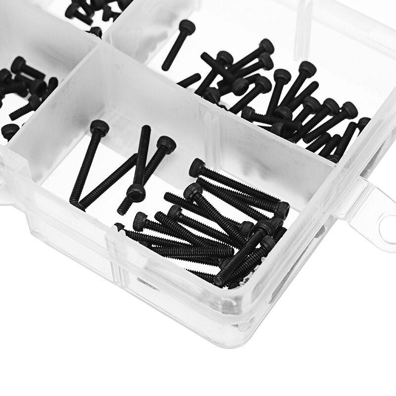M2 Carbon Steel Allen Bolt 4-16mm Hex Socket Cap Screw Metric Assortment Kit 180pcs