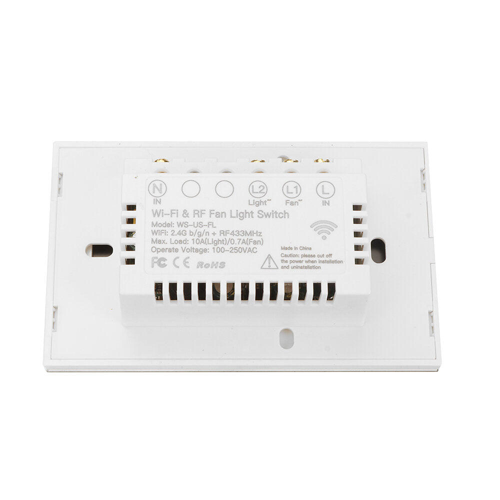 Black WiFi+RF US Smart Ceiling Fan Light Switch 2/3 Way Control Smart Life/Tuya APP RF Remote Speed Control Work with Alexa Google Home