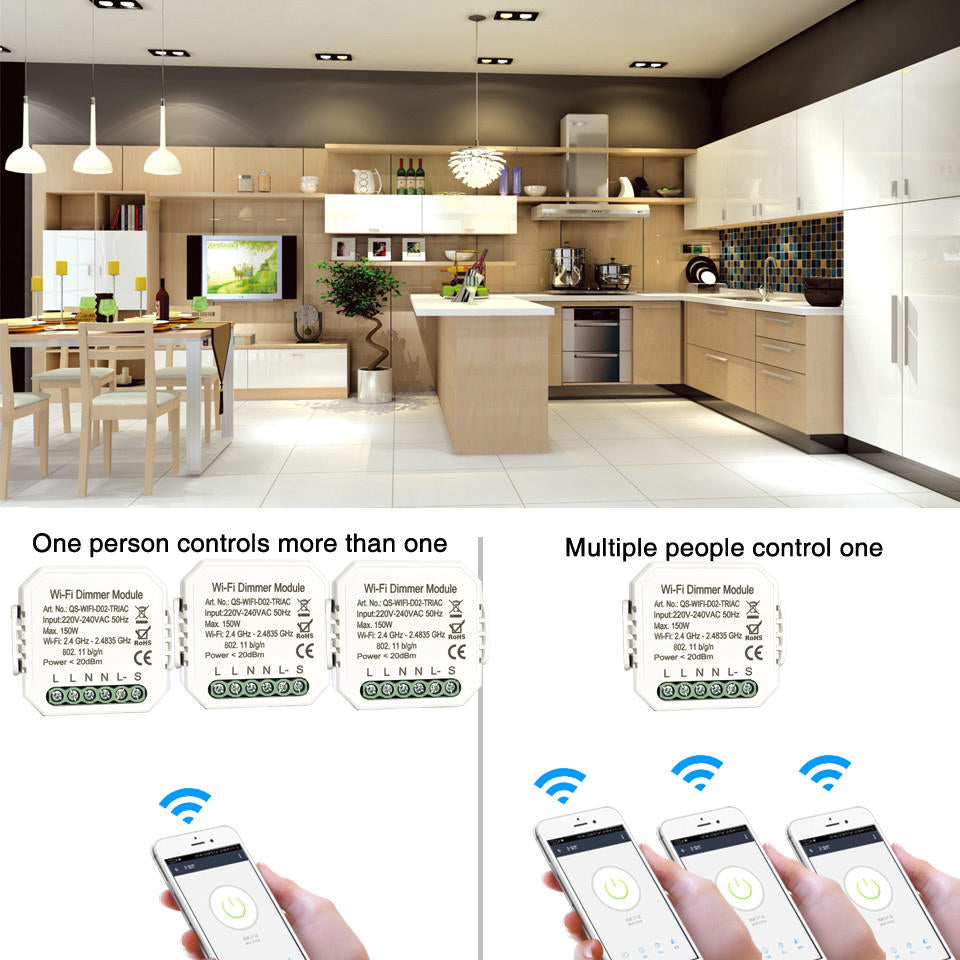 DIY Smart WiFi Light LED Dimmer Switch Smart Life/Tuya APP Remote Control 1/2/3 Way Switch Works With Alexa Echo Google Home